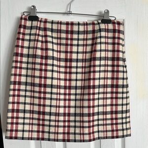 Ann Taylor Plaid Mini Skirt - Red, Black, Cream